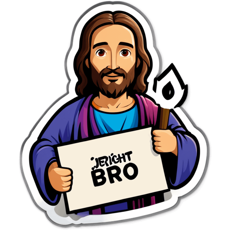 Jesus holds a sign that say RIGHT BRO emoji