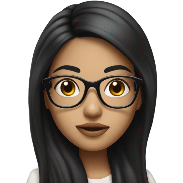 Hyper realistic girl with black hair glasses emoji