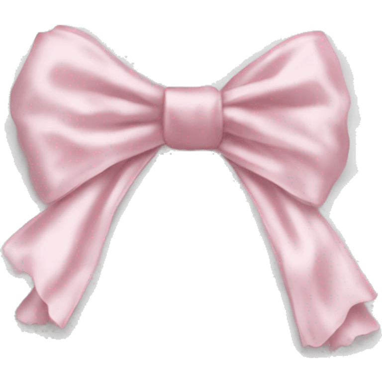 White satin ruffled pillow with light pink bow emoji