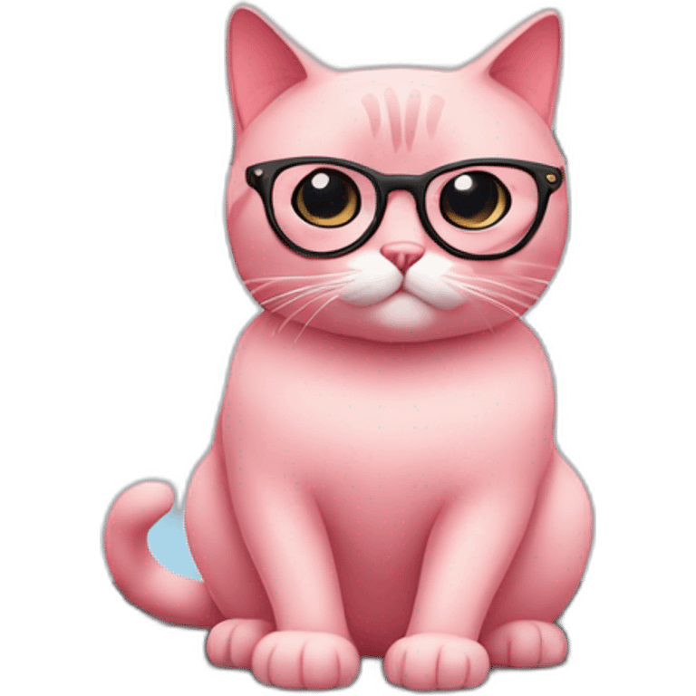 pink british cat with glasses and the laptop emoji