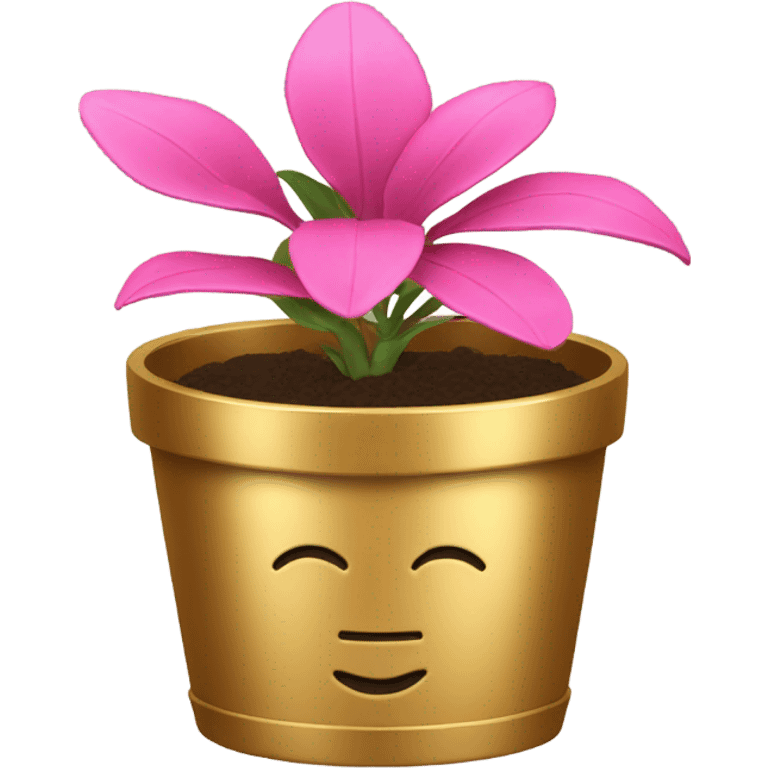 Pink plant in gold pot emoji