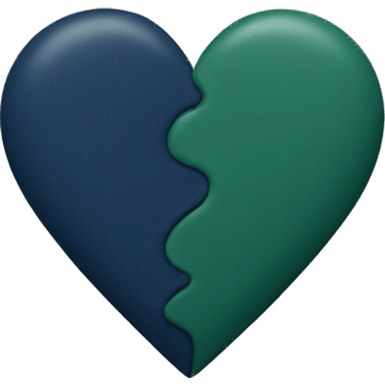 Half dark green and half navy blue heart  matte emoji