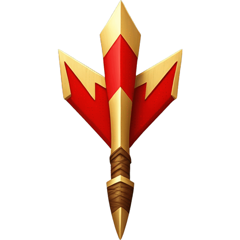 wooden arrow with bright red fletching and golden arrowhead   emoji