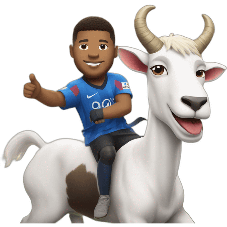 Mbappé and Messi ridding a goat emoji