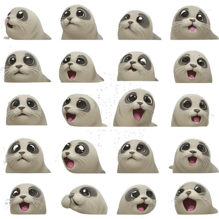 seal displaying all kinds of emotions emoji