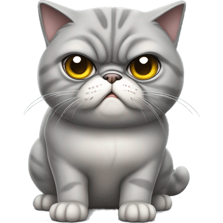 old big grey angry Exotic shorthair cat  emoji