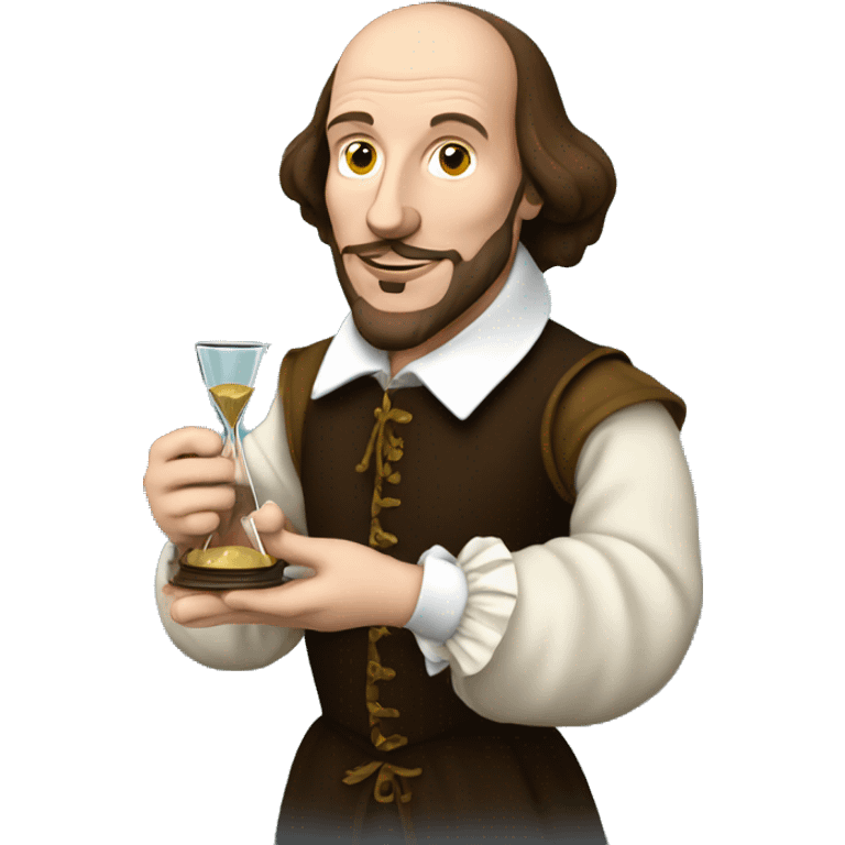 William Shakespeare holding an hourglass in his hand emoji