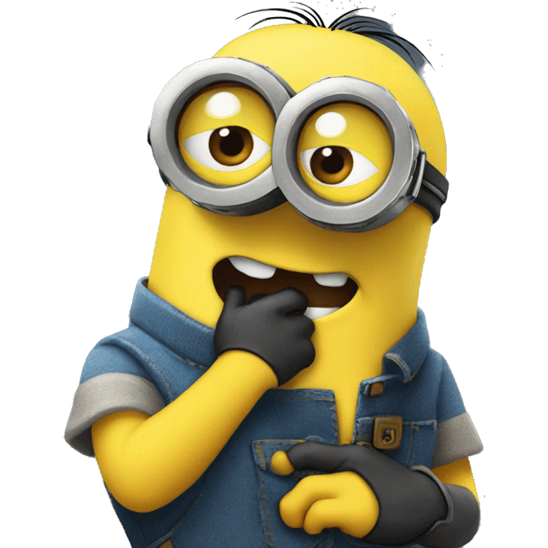 Minion whispering a secret emoji