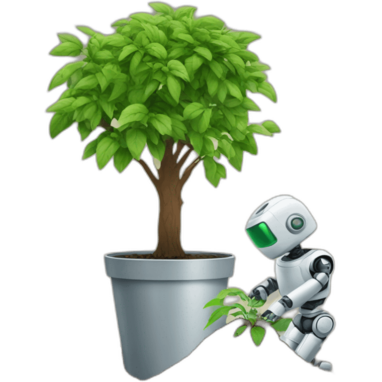 Robot planting tree emoji