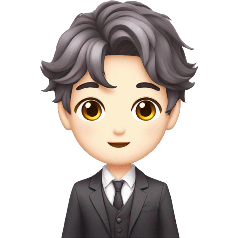 Cute Gorgeous Attractive Anime Pastel Gentleman with blushing face trendy style emoji