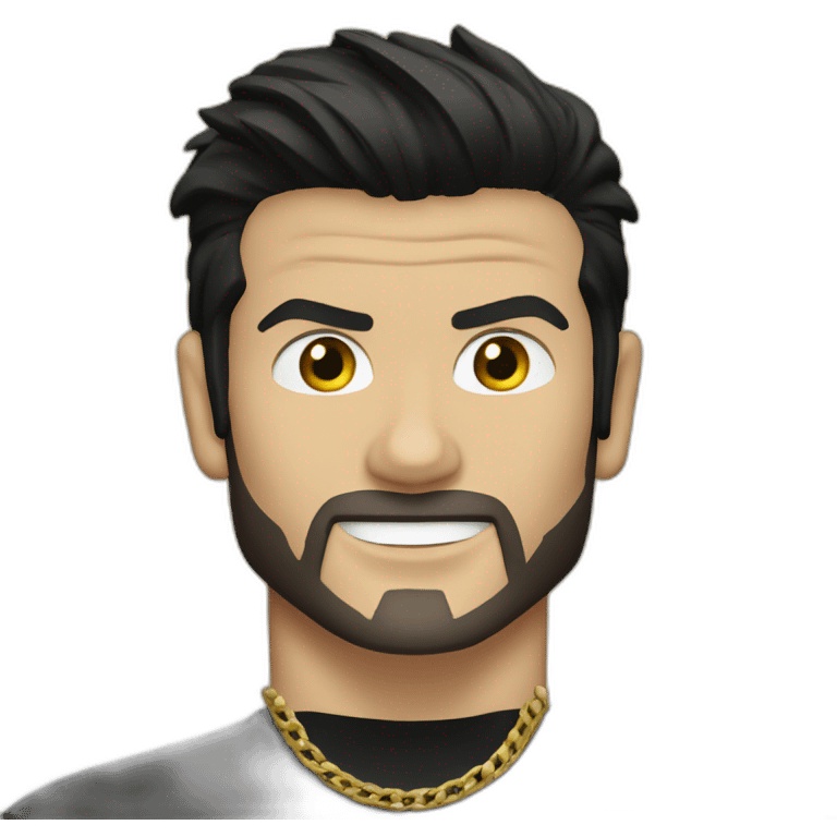 David beckham with black hair wearing gold chain and black shirt emoji