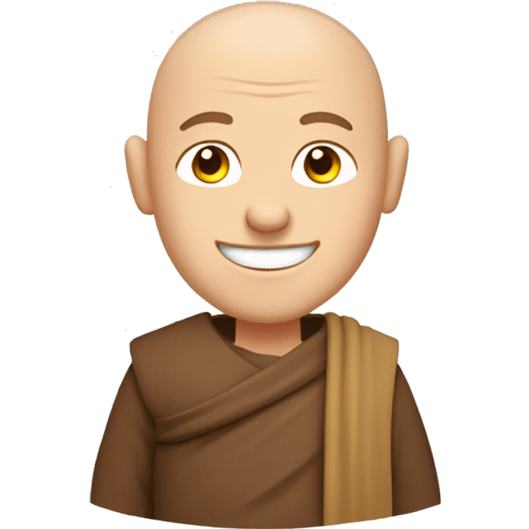 Happy white middle age male human monk with buzz cut  emoji