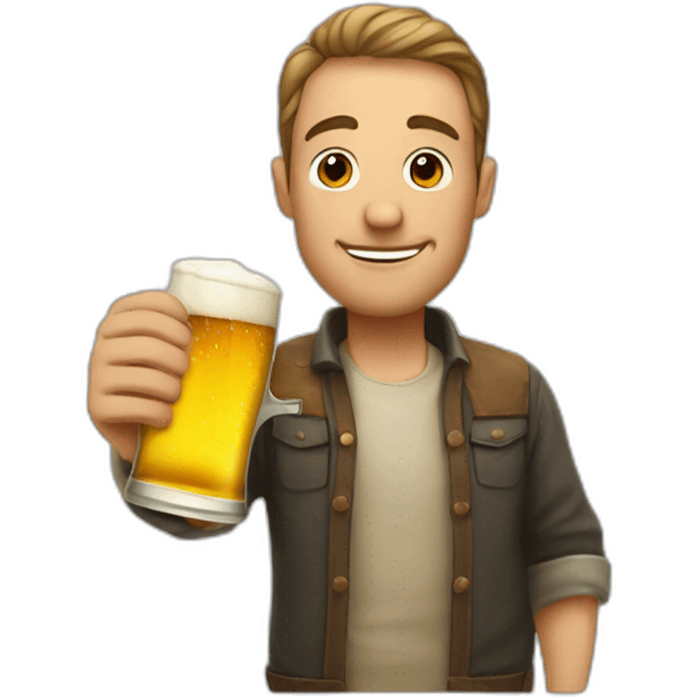 man saying good bye with hand drinking beer emoji