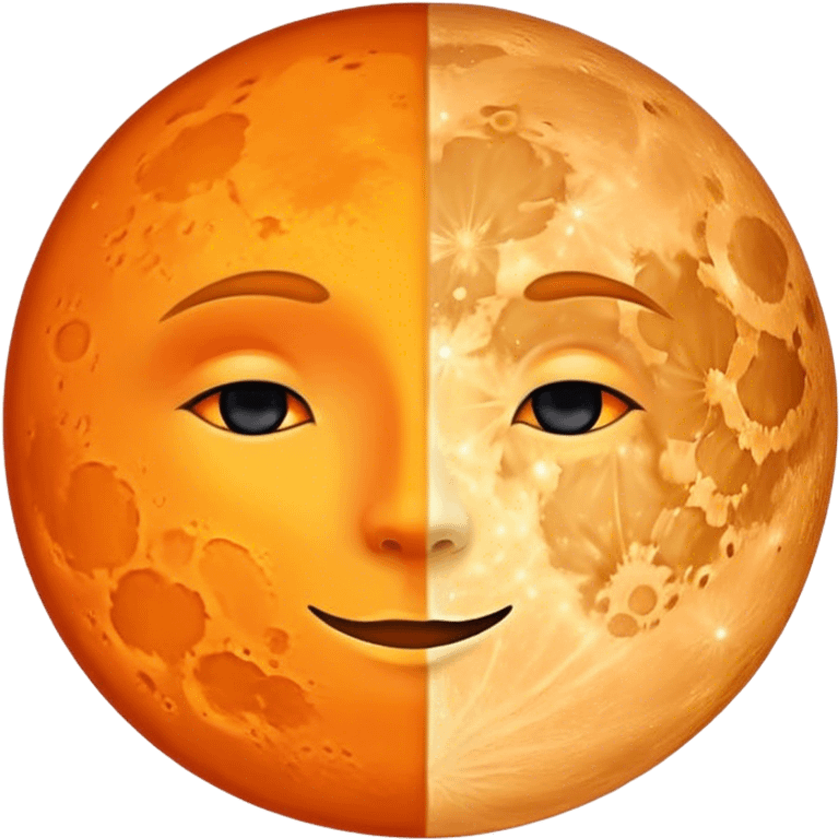 Un cercle qui représente un côté la lune de couleur noir et de l’autre le soleil  emoji