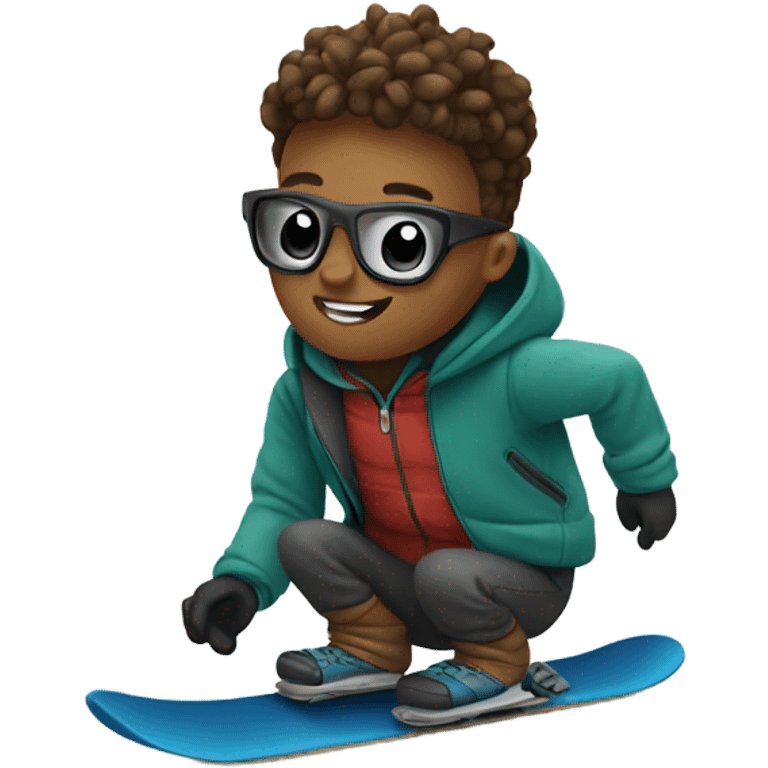 Pip riding a snowboard emoji