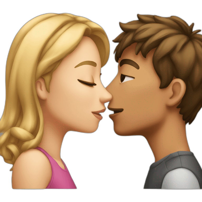 Male teen and female teen kissing emoji