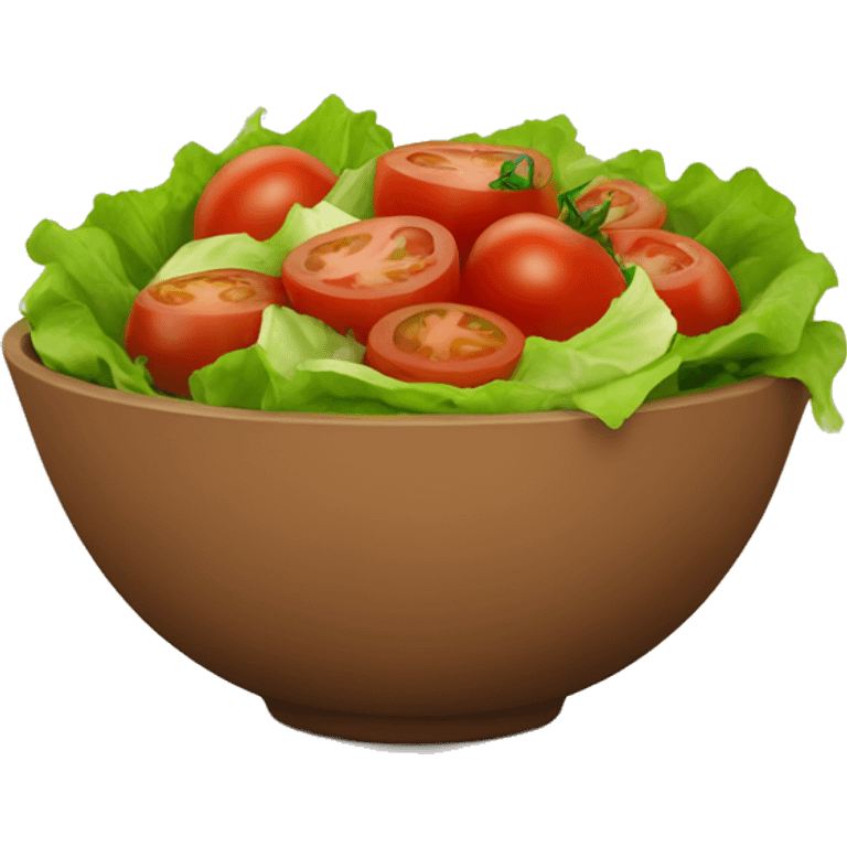 Salad with tomatoes and lettuce in a brown bowl  emoji