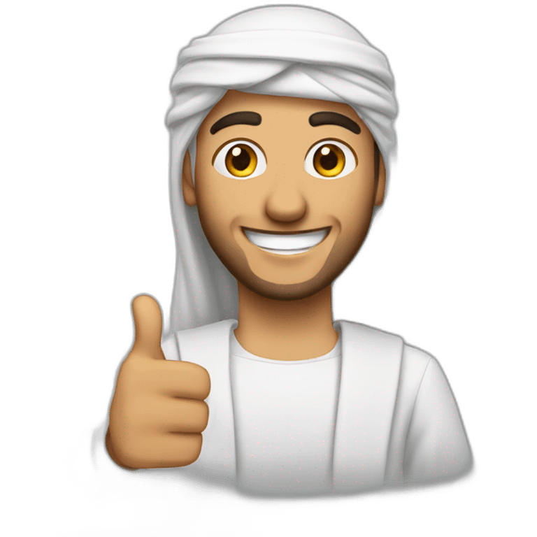 happy, young Arab man thumbs up  emoji