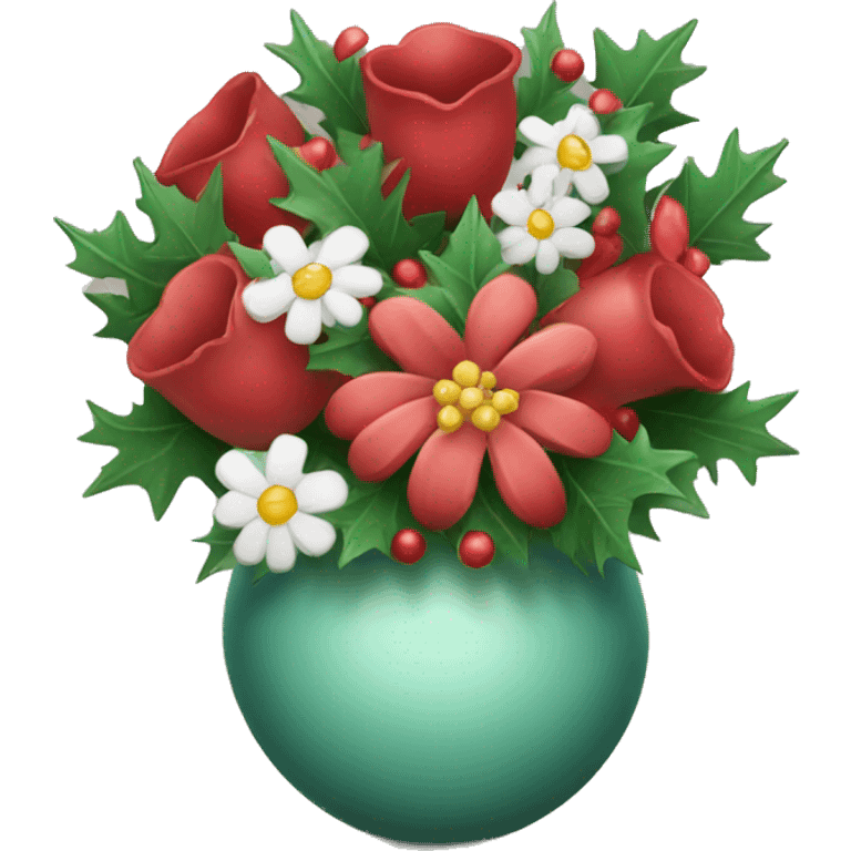 Christmas vase with flowers emoji