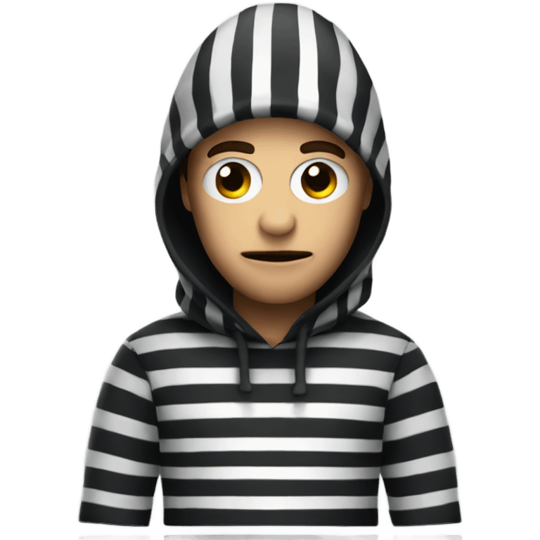 robber emoji with striped jumper emoji