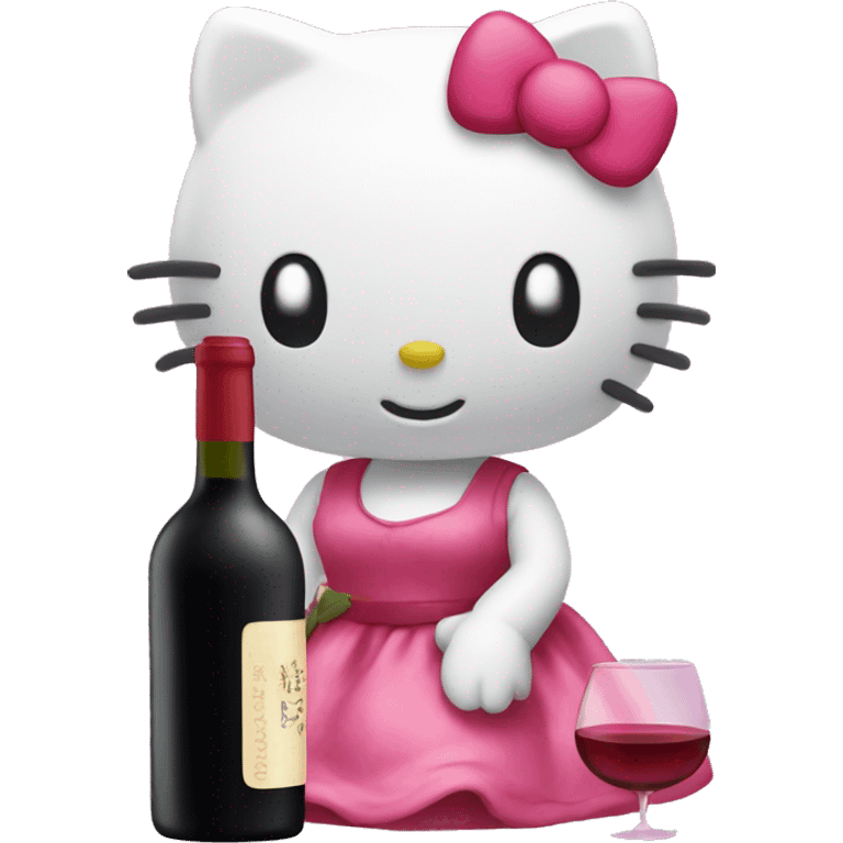 Hello Kitty with wine  emoji