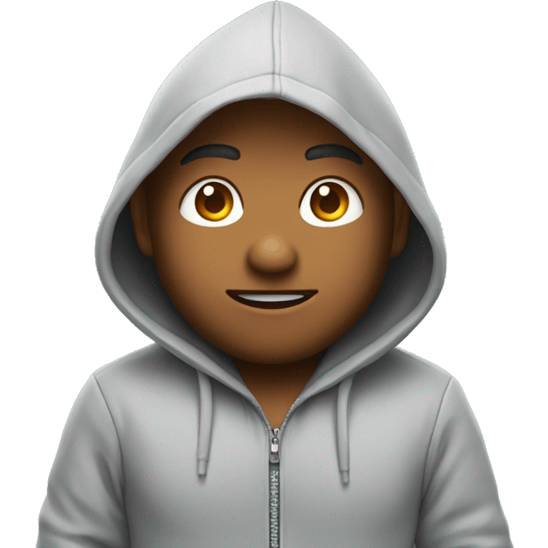 Gamer in hoodie pointing up emoji