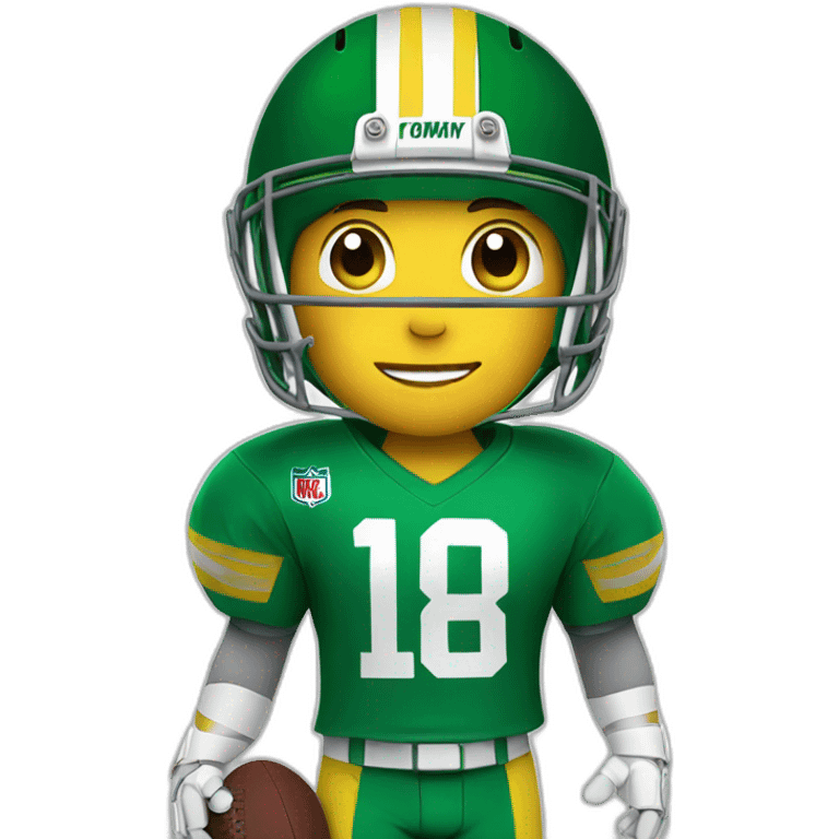 Boy in football gear with a yellow helmet and a Crocodile on it emoji