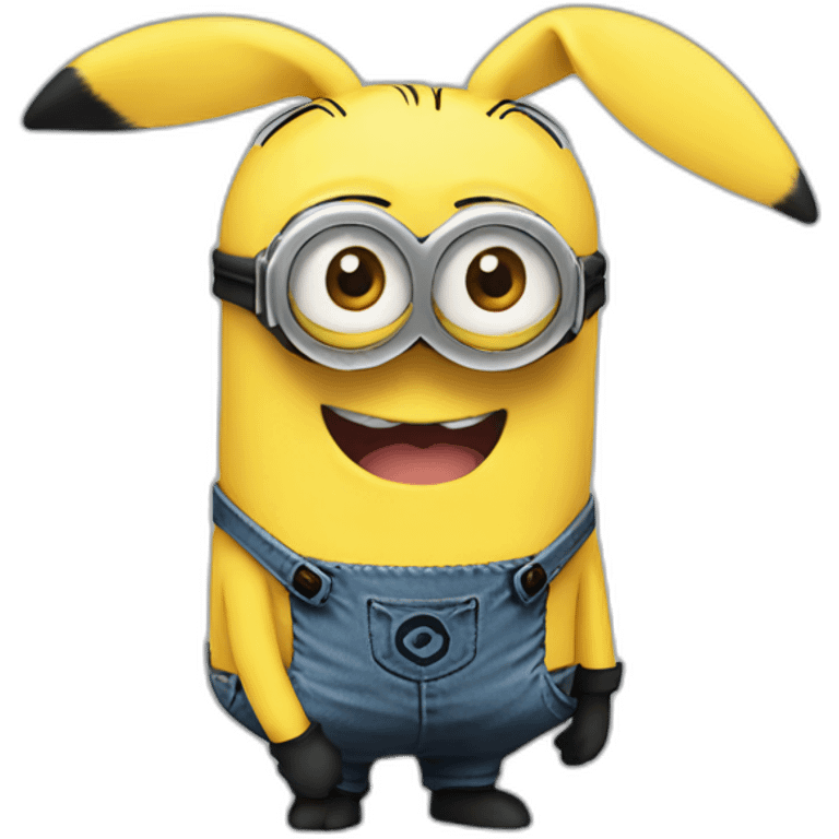 Minion with Pikachu ears and tail emoji