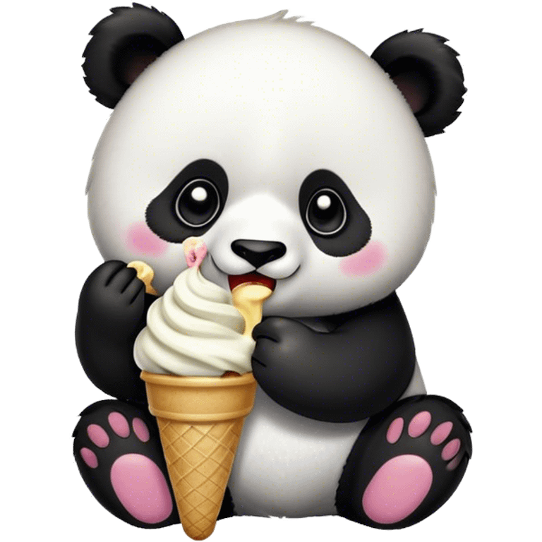 Panda eating ice cream emoji