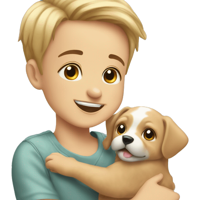 happy moments with baby boy and pets emoji