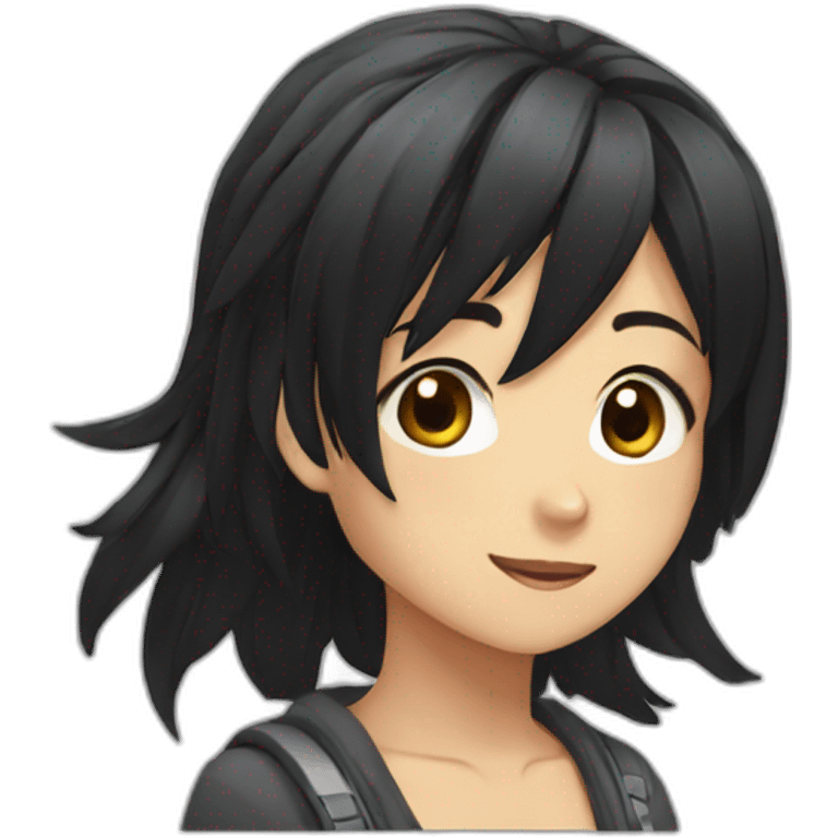 bouldering anime girl black hair emoji