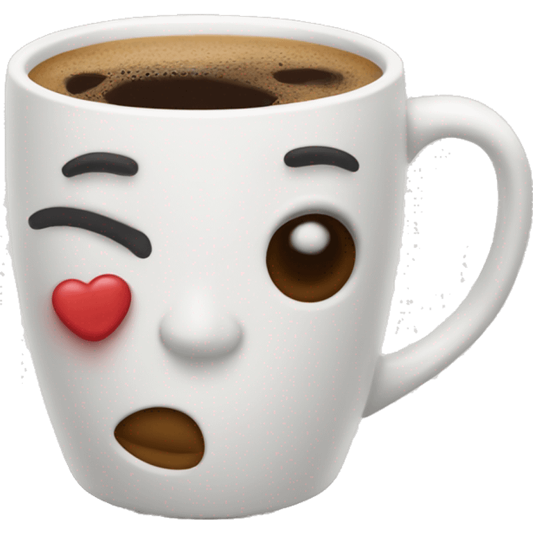 coffee in a mug with a kiss mark on it emoji