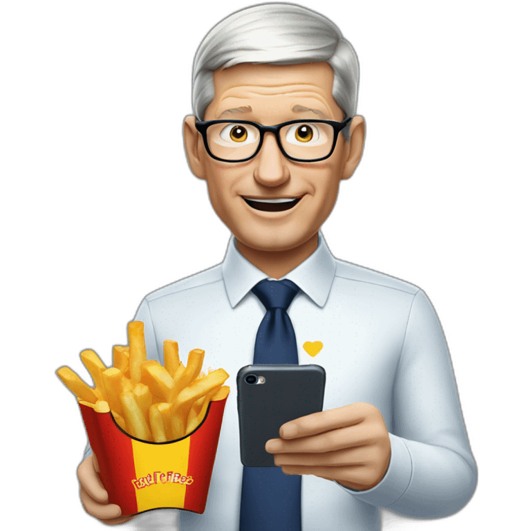 tim cook eat frensh fries with its iphone emoji