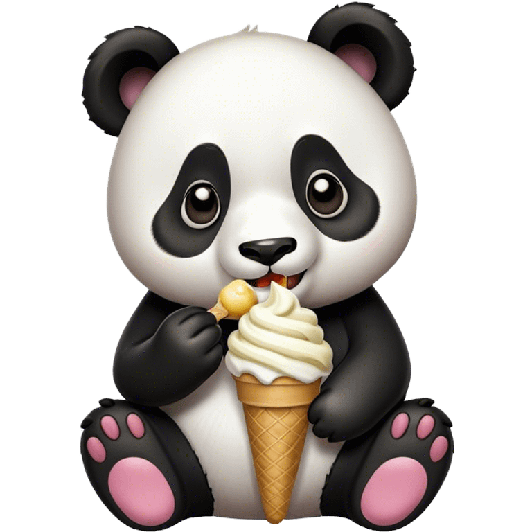 Panda eating ice cream emoji