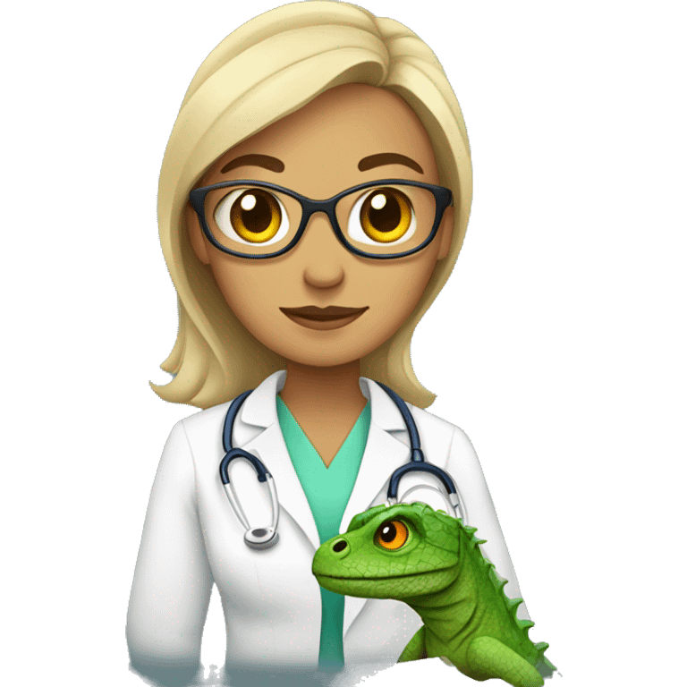 female doctor with lizard emoji