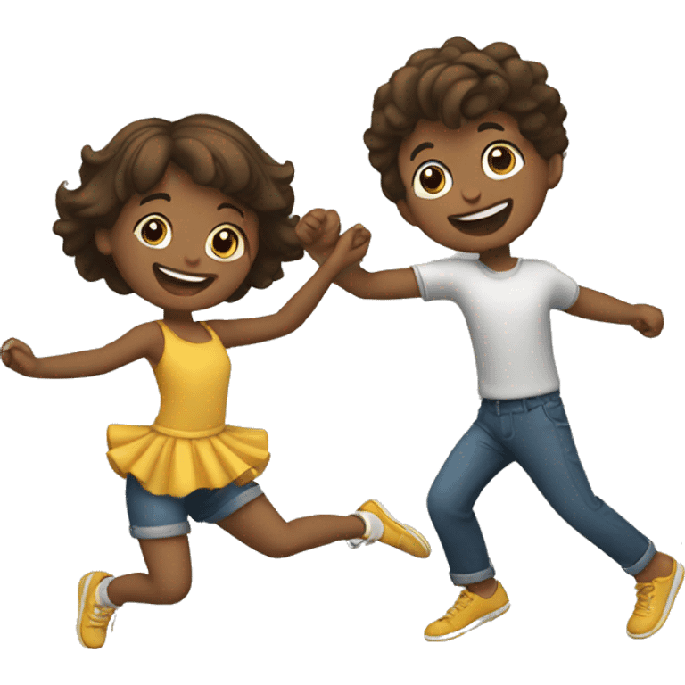 Happy boy and a girl dancing together  emoji