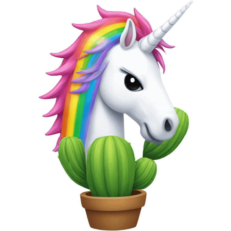 Unicorn popping out rainbow cactus emoji