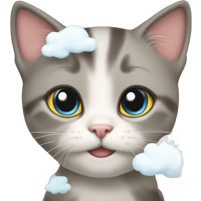 super cute kitten with cloud emoji