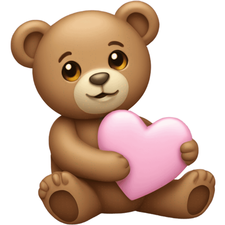 Light brown teddy bear holding a light pink heart emoji emoji