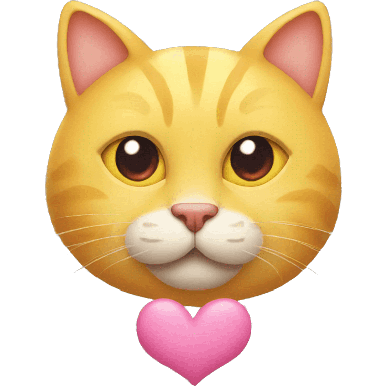 Yellow Cat head with heart eyes and three big hearts around face emoji