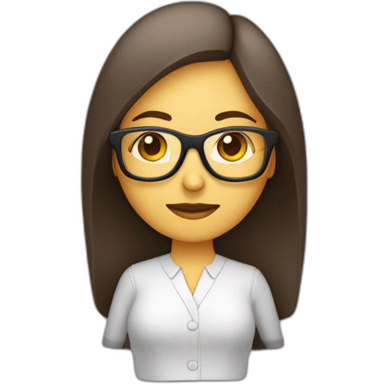 mujer morocha con lentes trabajando en computadora emoji