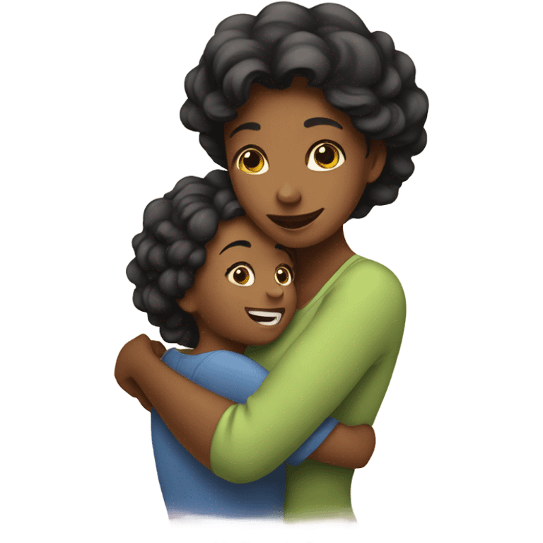 Mom and daughter hugging  emoji