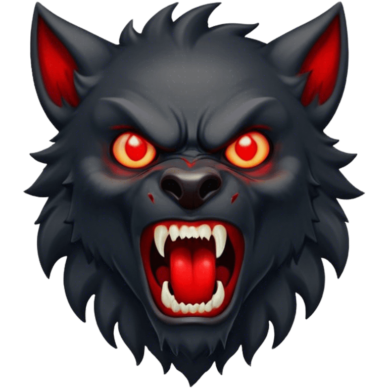 black Werewolf with glowing red eyes screaming  emoji