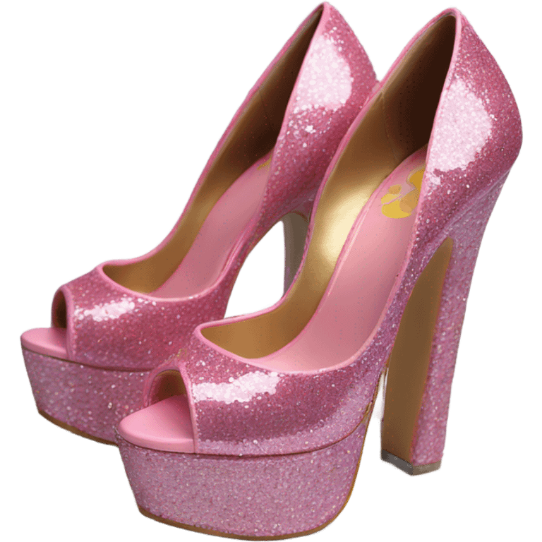 Very high platform glitter heels pink emoji