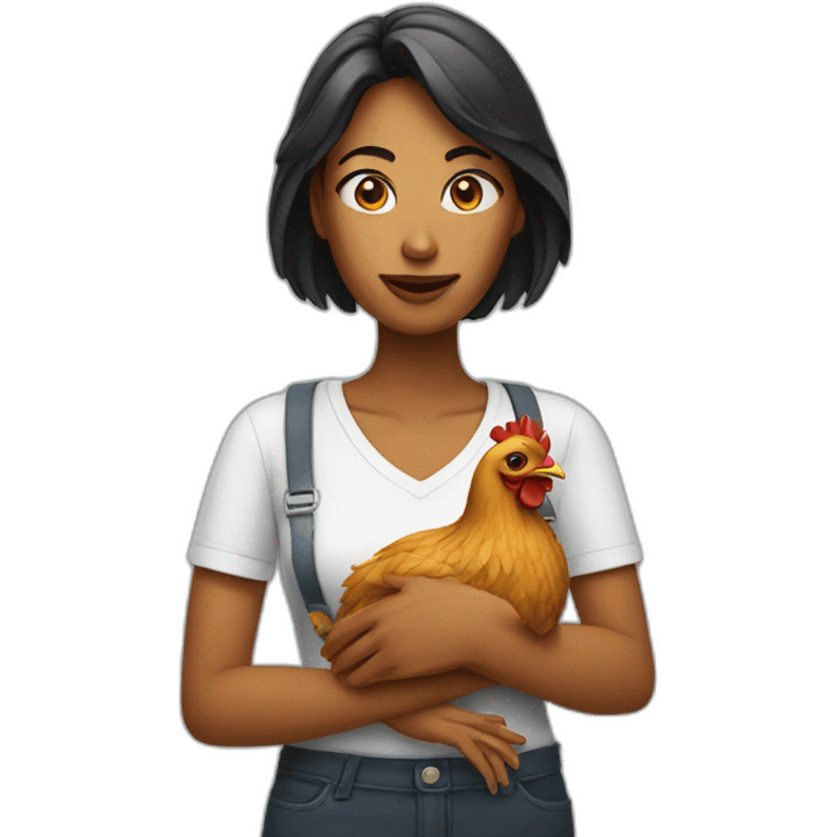 woman with chicken head emoji