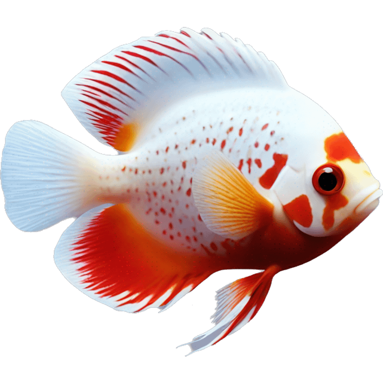 DISCUS fish white and red dot emoji