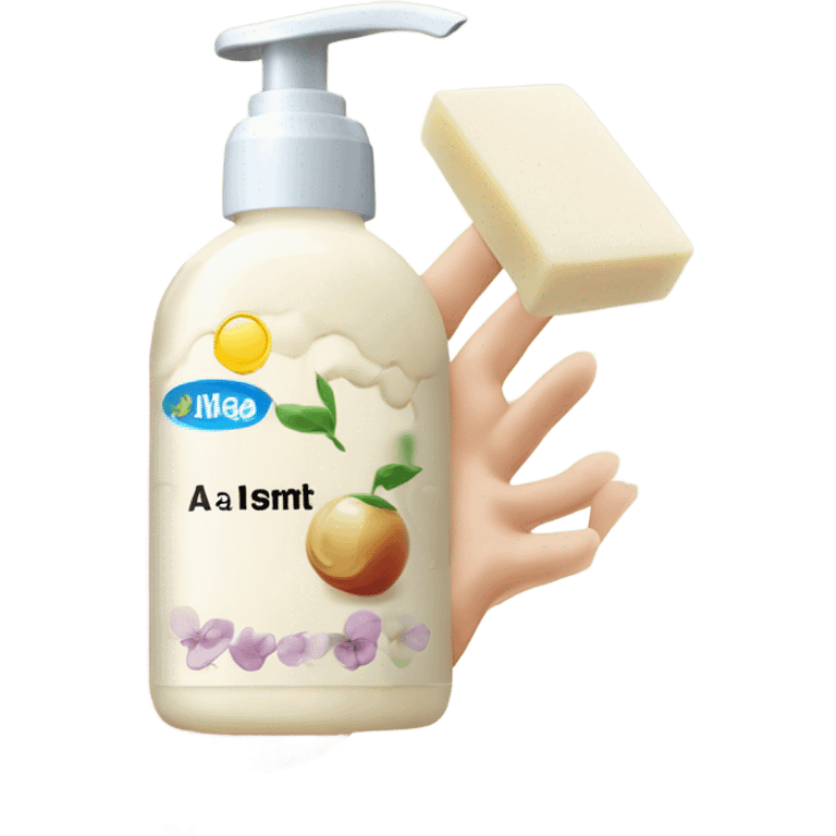 Hand soap that says a soap as the title and the ingredients ￼ emoji