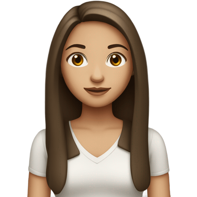 Brunette girl with light brown eyes and straight hair emoji