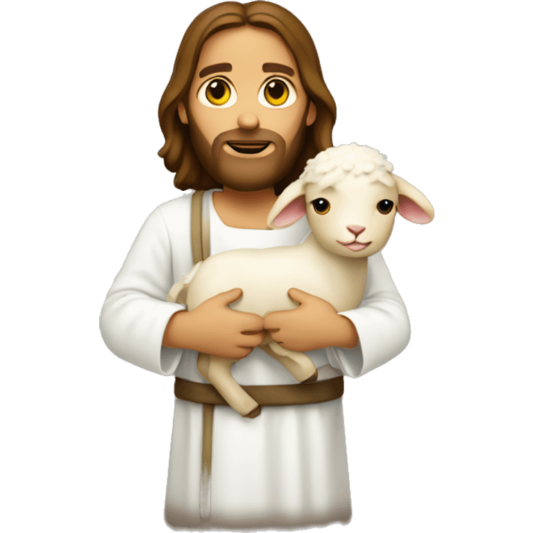 Jesus holding lamb over shoulders emoji