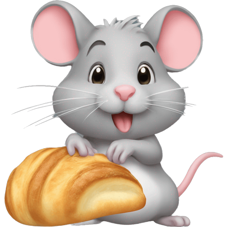 rat eating a croissant ￼ emoji